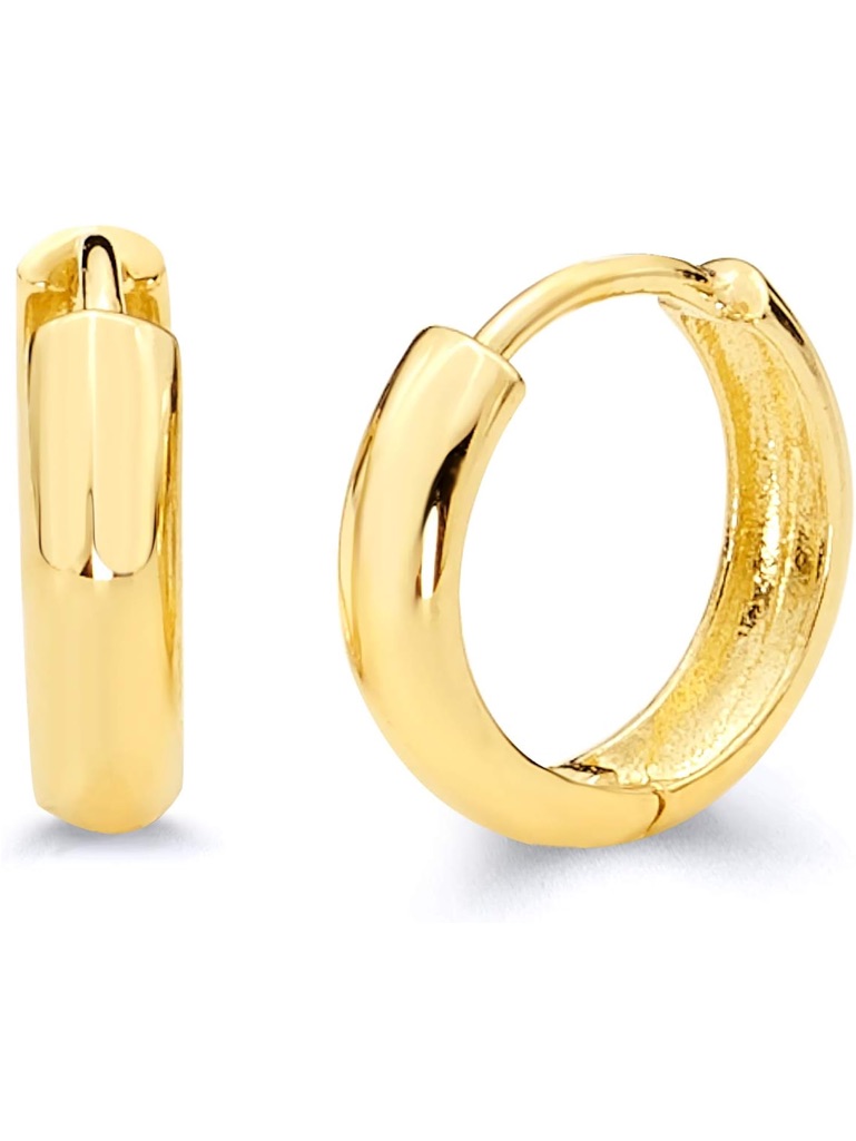 Gold Hoop Huggie Earrings 14 Kt Gold 3mm